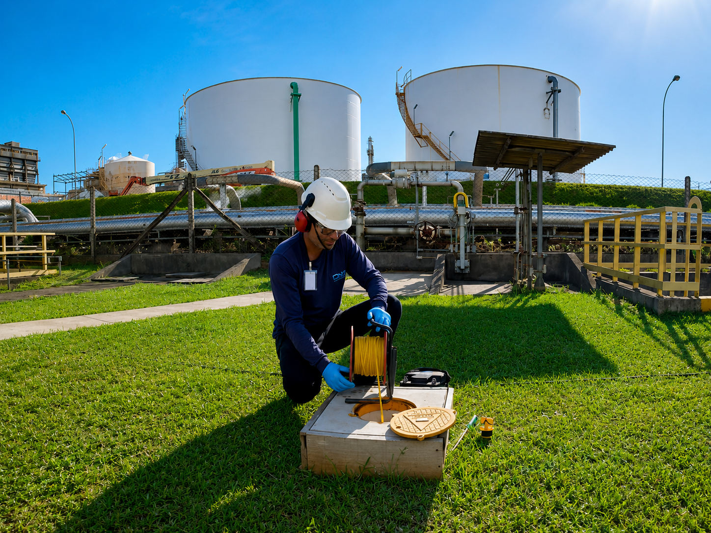 Técnico em campo realizando investigação ambiental